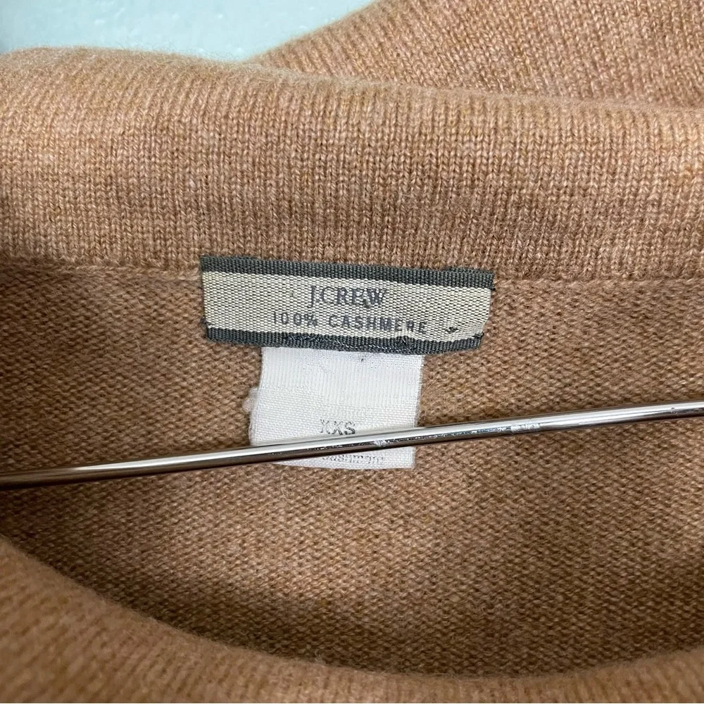 J.Crew 100% Cashmere Sweater Cowl Neck Light Brown Size XXS Side Snap Accent‎